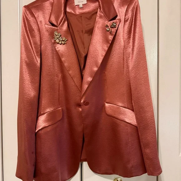 Cinq à Sept Satin Blazer in Rich Copper
